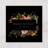 ダークムーディブラック秋素朴フローラスクエアブシン スクエア名刺 (正面)