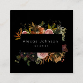 ダークムーディブラック秋素朴フローラスクエアブシン スクエア名刺