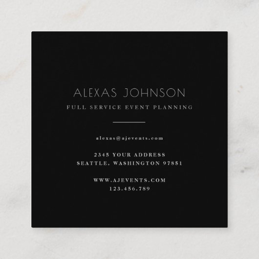 ダークムーディブラック秋素朴フローラスクエアブシン スクエア名刺 (裏面)