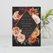 ダークムーディブルガンディオレンジラスト結婚フローラ 招待状 (スタンド正面)