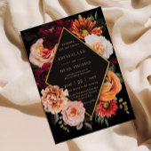 ダークムーディブルガンディオレンジラスト結婚フローラ 招待状