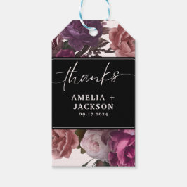 ダークムーディブルゴーニュマルーンフローラ結婚式の引き出物 ギフトタグ