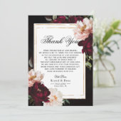 ダークムーディブルゴーニュ赤面ネイビーブルーフローラ結婚ズ サンキューカード (スタンド正面)