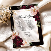 ダークムーディブルゴーニュ赤面ネイビーブルーフローラ結婚ズ サンキューカード