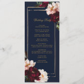 ダークムーディブルゴーニュ赤面ネイビーブルーフローラ結婚ズ プログラム (裏面)