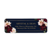 ダークムーディブルゴーニュ赤面ネイビーブルーフローラ結婚ズ ラベル (正面)