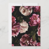 ダークムーディブルゴーニュ赤面フローラボタニカル結婚ズ 招待状 (裏面)