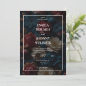 ダークムーディブルーフローラ結婚式招待状 招待状 (スタンド正面)