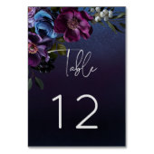ダークムーディブルーラベンダーモダンフローラ結婚ズ テーブルナンバー (正面)