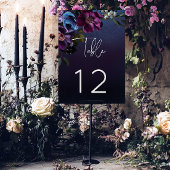 ダークムーディブルーラベンダーモダンフローラ結婚ズ テーブルナンバー