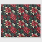 ダークムーディポインセチアフローラウィンターホリデイ ラッピングペーパー (フラット)