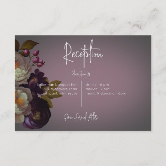 ダークムーディマウーブフローラモダン披露宴 エンクロージャーカード (正面)