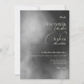 ダークムーディミッドナイトブラックフォグウェディング 招待状 (正面)
