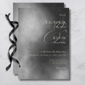 ダークムーディミッドナイトブラックフォグウェディング 招待状