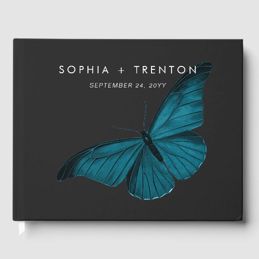 ダークムーディミニマルーティール（緑がかった色）モス結婚ズ ゲストブック (正面)