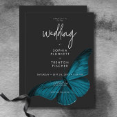 ダークムーディミニマルーティール(緑がかった色)モス結婚ズ 招待状