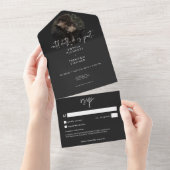 ダークムーディミニマルー写真No Dinner with詳細 オールインワン招待状 (貼ってはがせる)