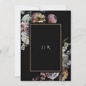 ダークムーディレトロヴィンテージフローラ結婚ブラック 招待状 (裏面)