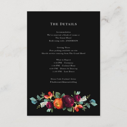 ダークムーディロマンチックオランダ結婚フローラの詳細 エンクロージャーカード (正面)