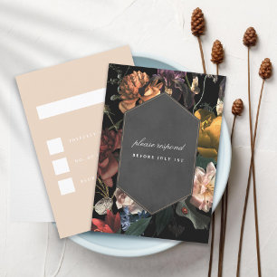 ダークムーディロマンチックフローラオランダパインタリー 出欠カード