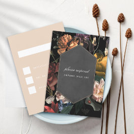 ダークムーディロマンチックフローラオランダパインタリーRSVP 招待状