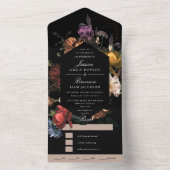 ダークムーディロマンチックフローラオランダパインターリー結婚ズ オールインワン招待状 (内側)