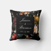 ダークムーディロマンチックフローラオランダパインターリー結婚ズ クッション (裏面)