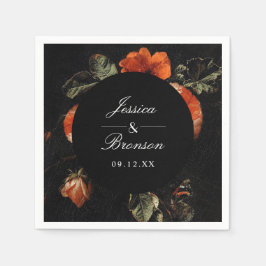 ダークムーディロマンチックフローラオランダパインターリー結婚ズ スタンダードカクテルナプキン