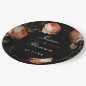 ダークムーディロマンチックフローラオランダパインターリー結婚ズ ペーパープレート (アングル)