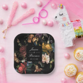 ダークムーディロマンチックフローラオランダパインターリー結婚ズ ペーパープレート (パーティー)