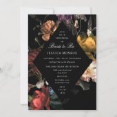 ダークムーディロマンチックフローラブライダルシャワー 招待状 (正面)