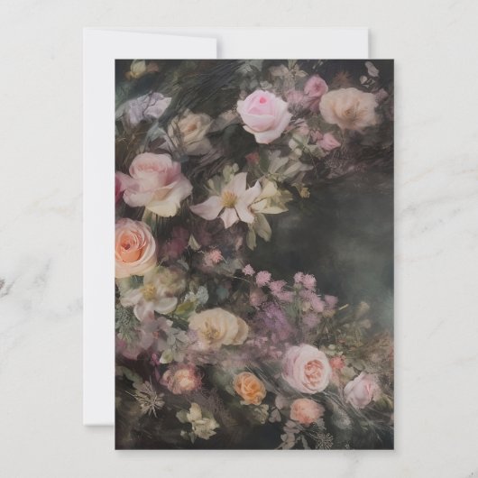 ダークムーディロマンチックフローラブライダルシャワー 招待状 (裏面)