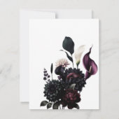 ダークムーディロマンチックフローラホワイトウェディングRSVP 招待状 (裏面)