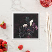 ダークムーディロマンチックフローラホワイト結婚ズ スタンダードカクテルナプキン (インサイチュ)