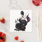 ダークムーディロマンチックフローラホワイト結婚ズ スタンダードカクテルナプキン (インサイチュ)