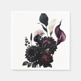 ダークムーディロマンチックフローラホワイト結婚ズ スタンダードカクテルナプキン