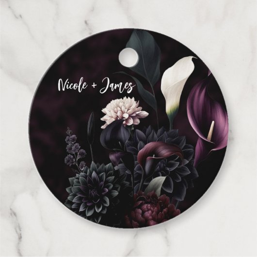 ダークムーディロマンチックフローラホワイト結婚ズ フェイバータグ (正面)