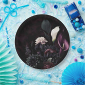 ダークムーディロマンチックフローラホワイト結婚ズ ペーパープレート (パーティー)