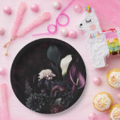 ダークムーディロマンチックフローラホワイト結婚ズ ペーパープレート (パーティー)