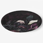 ダークムーディロマンチックフローラホワイト結婚ズ ペーパープレート (アングル)