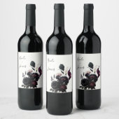 ダークムーディロマンチックフローラホワイト結婚ズ ワインラベル (ボトル)