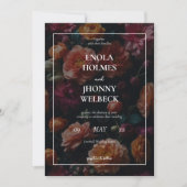 ダークムーディロマンチックフローラ結婚式招待状 招待状 (正面)