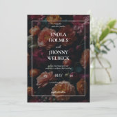 ダークムーディロマンチックフローラ結婚式招待状 招待状 (スタンド正面)