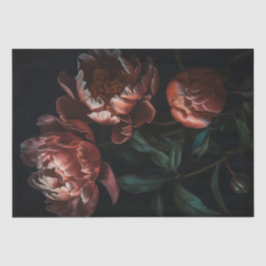 ダークムーディロマンチック花模様デカップギフトラップ 薄葉紙