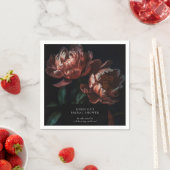 ダークムーディロマンチック花模様ブライダルシャワー スタンダードカクテルナプキン (インサイチュ)