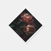 ダークムーディロマンチック花模様ブライダルシャワー スタンダードカクテルナプキン (角)