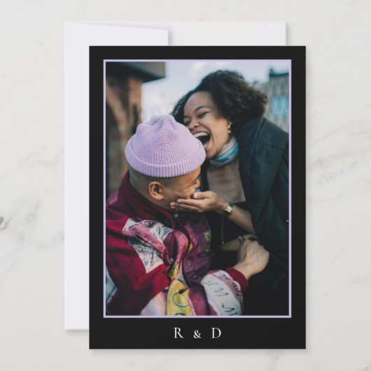 ダークムーディロマンチック薄紫ラベンダー結婚フローラ 招待状 (裏面)