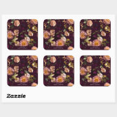 ダークムーディロマンティックバーガンディブライダルシャワー スクエアシール (シート)