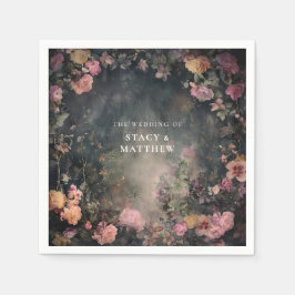 ダークムーディロマン結婚フローラのカップルの名前 スタンダードカクテルナプキン