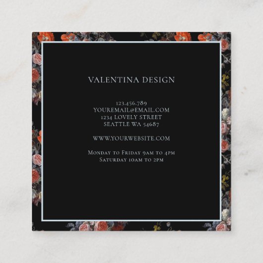 ダークムーディヴィンテージフローラブーケ名刺2 スクエア名刺 (裏面)